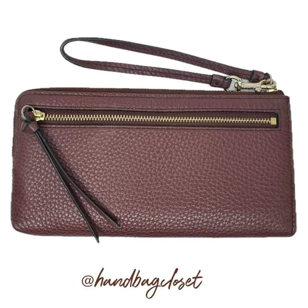 Coach Burgundy Oxblood Grain Leather Wristlet Wallet